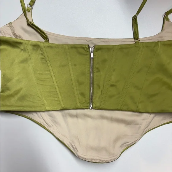 White Fox Boutique Hypnotized Bustier Matcha Corset Cropped Spaghetti Strap Top - Picture 6 of 6